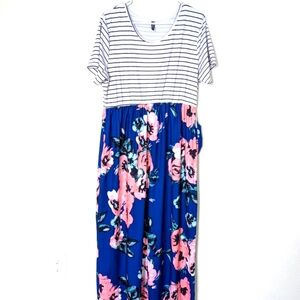 Allegrace Striped Top Floral Maxi Dress
